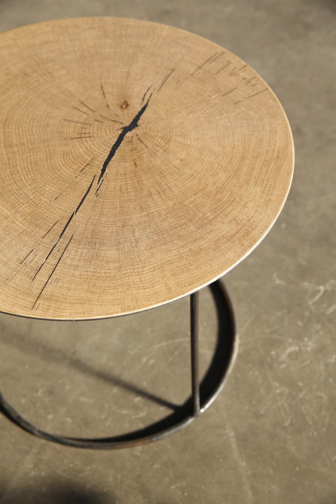 Nimbus coffee tables in oak (detail) & metal by Heerenhuis