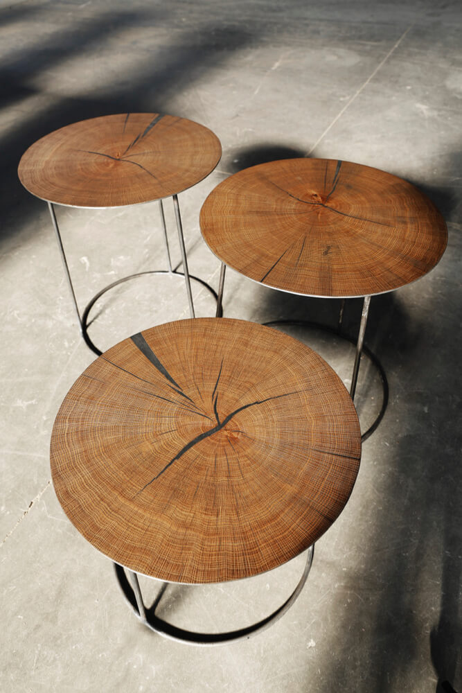 Nimbus – coffee tables in oak & metal by Heerenhuis