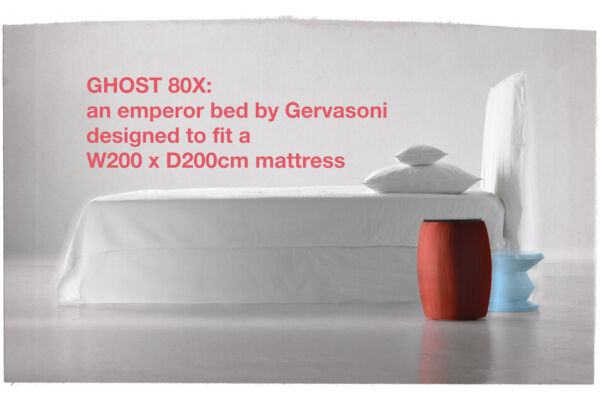 Ghost 80X - an emperor bed by Gervasoni designed to fit a W200 x D200cm mattress